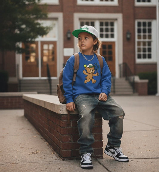 Tennis teddy bear sweatshirt for kids - Golden Slam Tennis Apparel