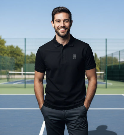 BLACK BEAUTY Premium pique tennis polo black unisex - Golden Slam Tennis Apparel