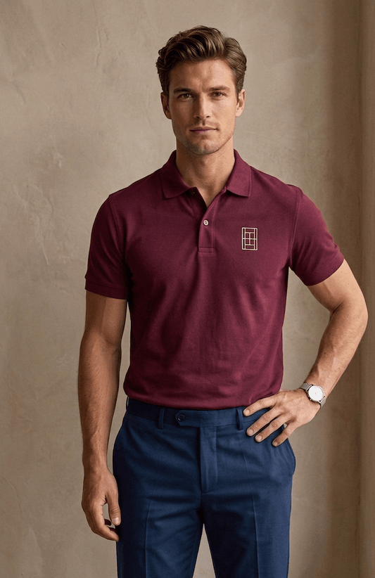 Bordeaux Court - Men's Tennis Polo Shirt fitted cut - Golden Slam Tennis Apparel