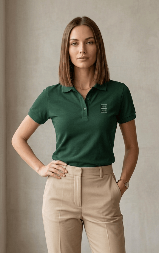 Championship Green - Women's Tennis Polo Shirt fitted cut - Golden Slam Tennis Apparel