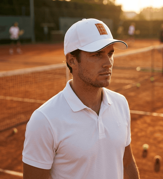 CLAY Court Tennis Tech Cap white - Golden Slam Tennis Apparel