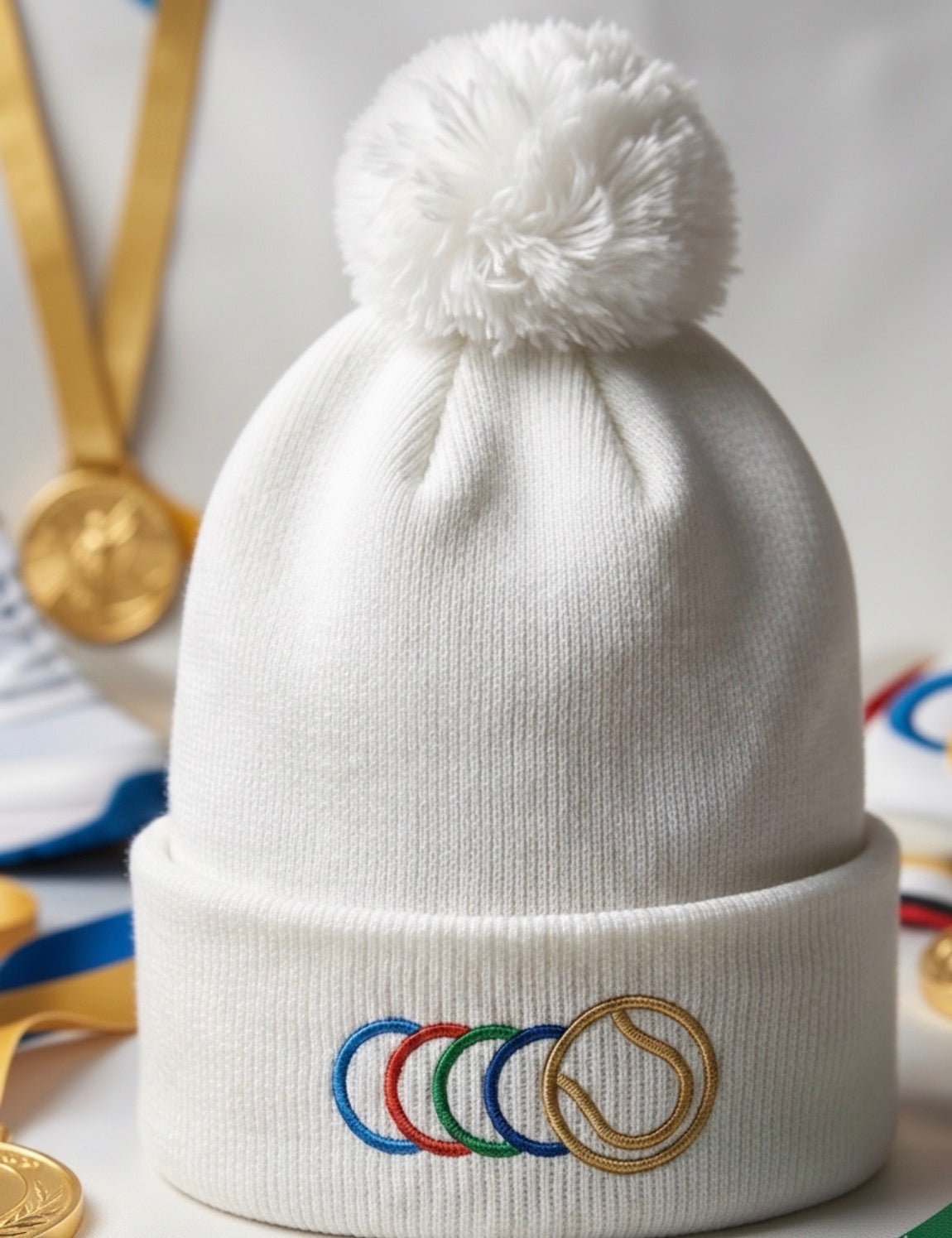 Golden Slam Rings Pom pom tennis beanie - Golden Slam Tennis Apparel