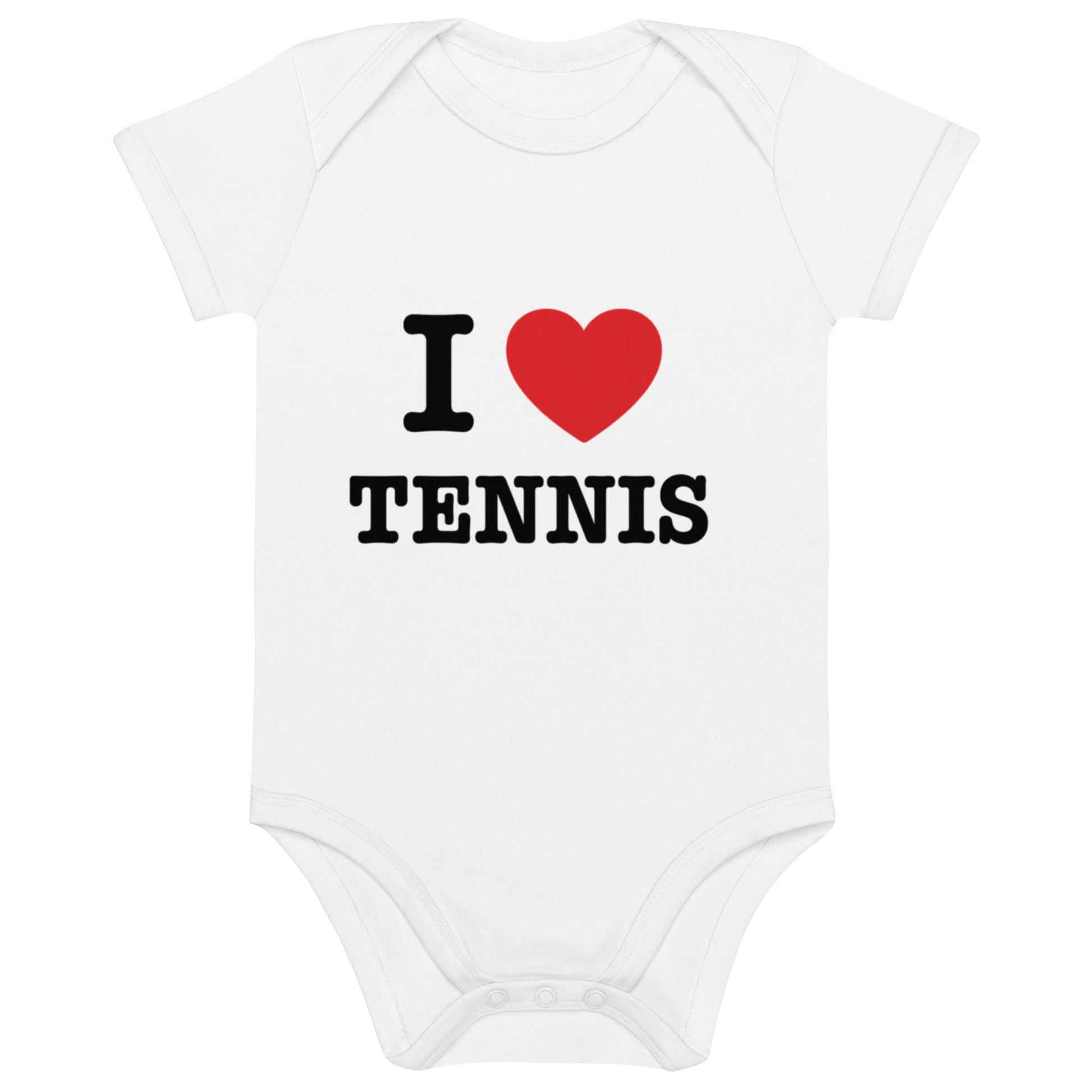 I Love Tennis organic baby bodysuit - Golden Slam Tennis Apparel