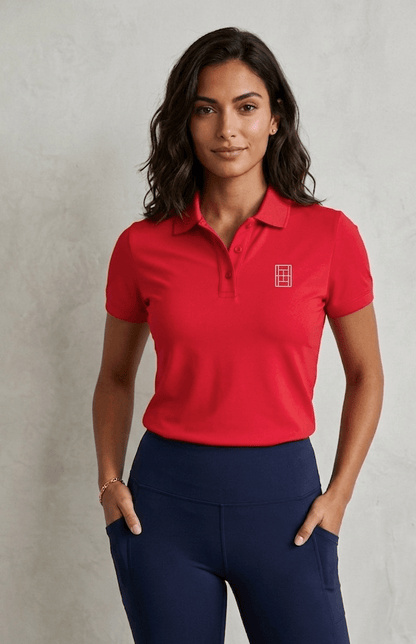 Match Point Red - Women's Polo Shirt fitted cut - Golden Slam Tennis Apparel