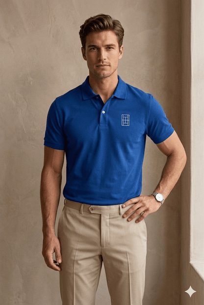 Royal Court Blue - Men's Tennis Polo Shirt fitted cut - Golden Slam Tennis Apparel