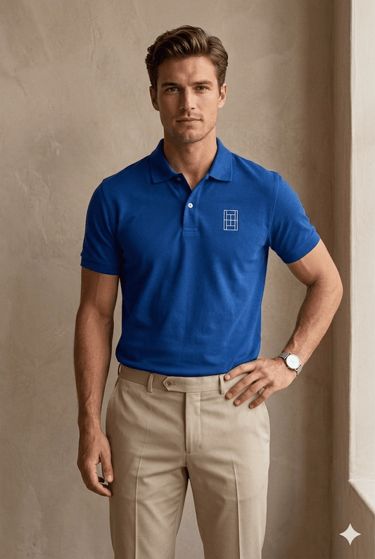 Royal Court Blue - Men's Tennis Polo Shirt fitted cut - Golden Slam Tennis Apparel