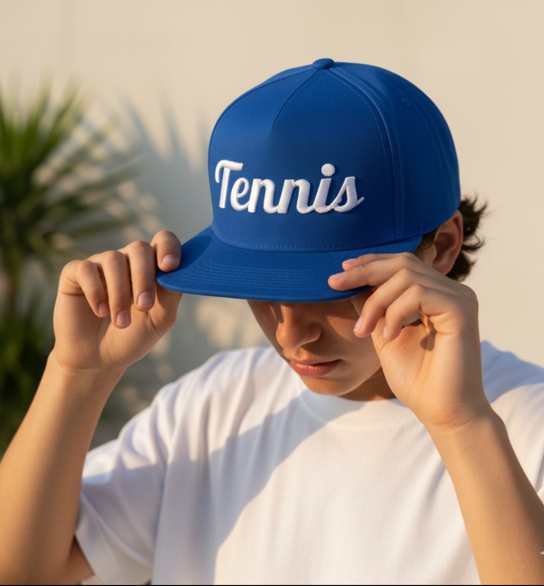 TENNIS Flat Bill Cap Blue - Golden Slam Tennis Apparel