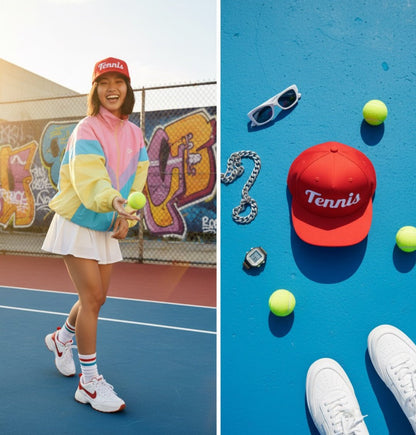 TENNIS Flat Bill Cap Red - Golden Slam Tennis Apparel