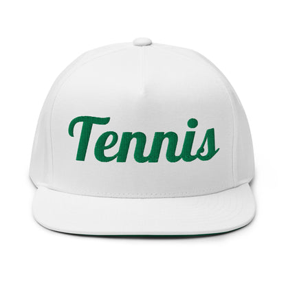 TENNIS Flat Bill Cap White - Golden Slam Tennis Apparel