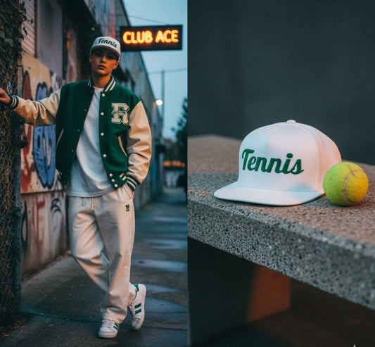TENNIS Flat Bill Cap White - Golden Slam Tennis Apparel