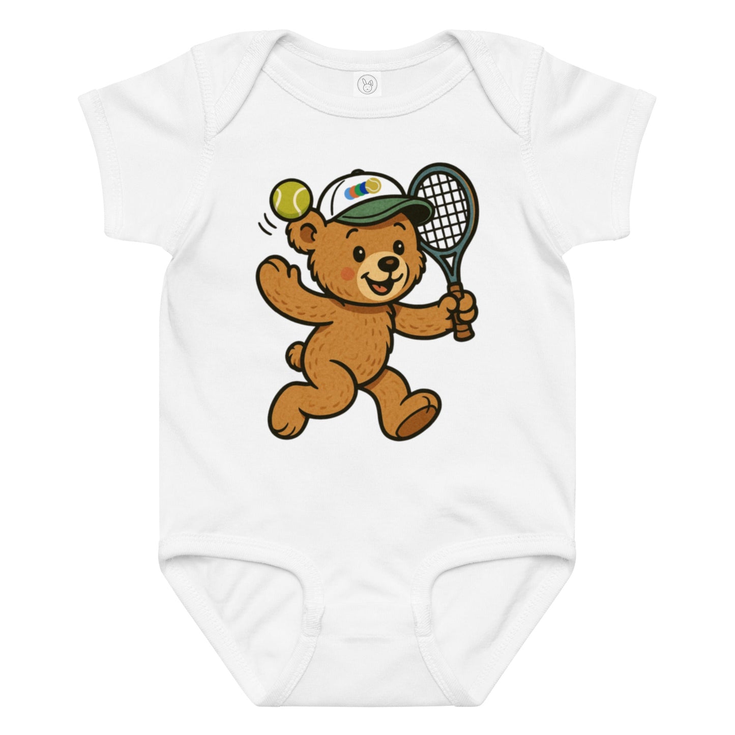 Tennis teddy bear baby bodysuit boy - Golden Slam Tennis Apparel