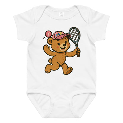 Tennis teddy bear baby bodysuit girl - Golden Slam Tennis Apparel