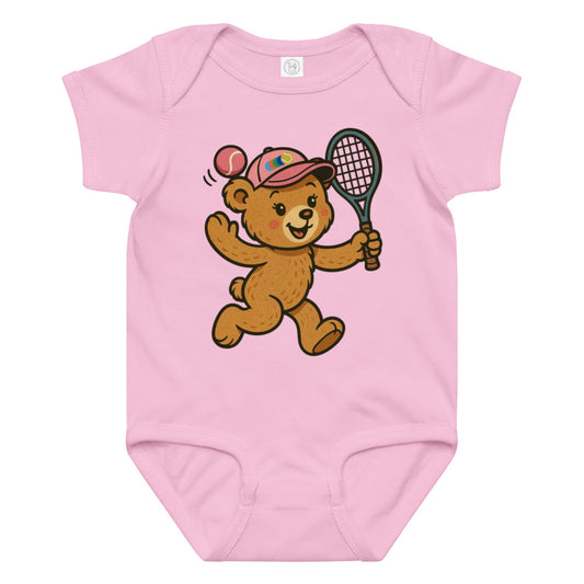 Tennis teddy bear baby bodysuit girl - Golden Slam Tennis Apparel