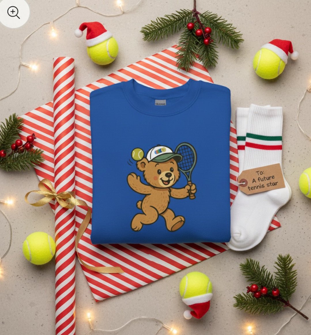 Tennis teddy bear sweatshirt for kids - Golden Slam Tennis Apparel