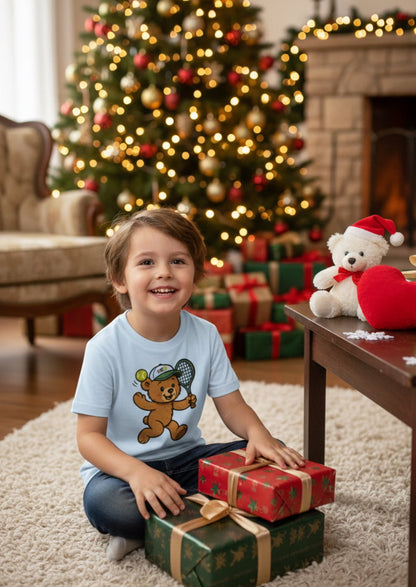 Tennis teddy bear t-shirt boy - Golden Slam Tennis Apparel