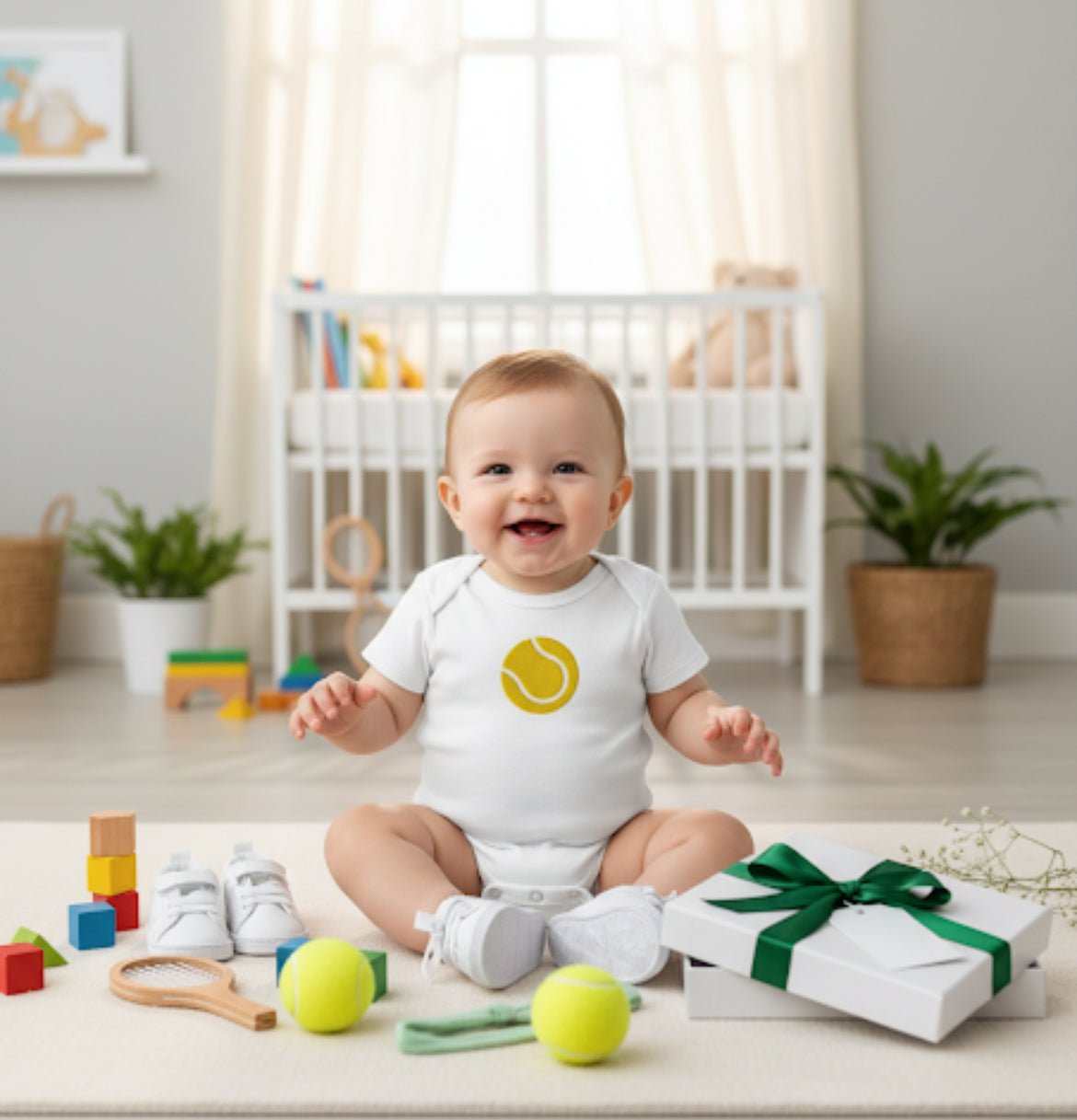 THE BALL tennis baby bodysuit - Golden Slam Tennis Apparel